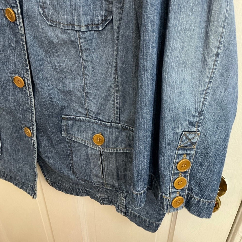 Sigrid Olsen Utility Denim Jacket XL Blue 100% Cotton Barn Chore Boho Coat Fall - Picture 3 of 6